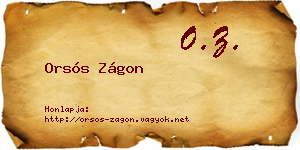 Orsós Zágon névjegykártya